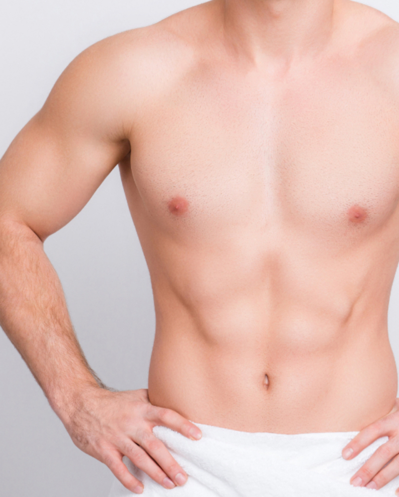 Man's hairless chest after laser hair removal