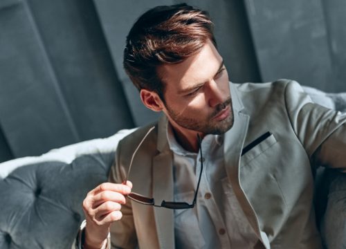 Fashionable man with a full, thick head of hair