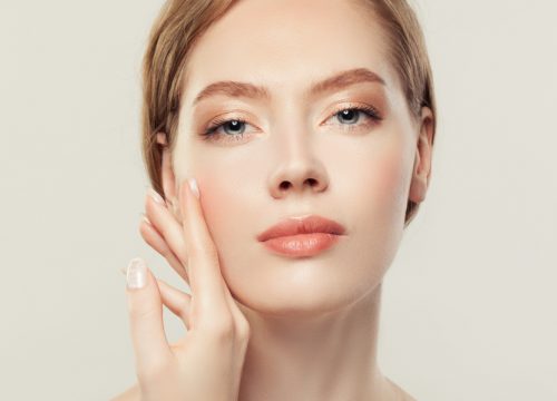 Blonde model with amazing skin